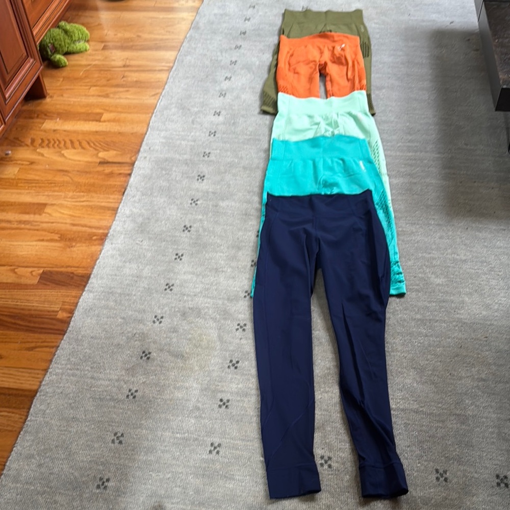 Active Wear Pants Set - Navy, Teal, Blue, Orange, Olive -4 GymShark & 1 Luluemon